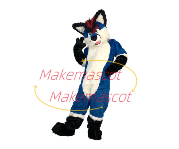 Tactical Adult Blue Wolf Mascot Soft Costume