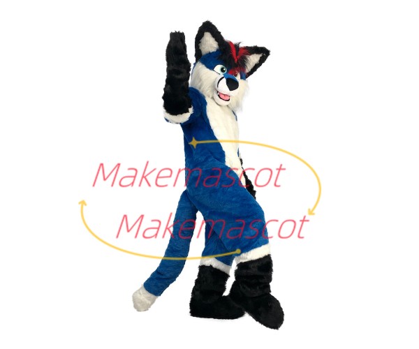 Tactical Adult Blue Wolf Mascot Soft Costume