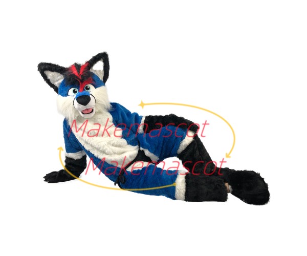 Tactical Adult Blue Wolf Mascot Soft Costume