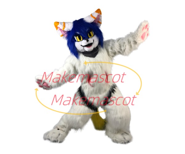 Adult Fancy Long Wool White Tiger Mascot Costume