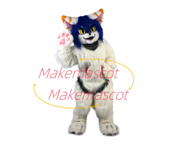 Adult Fancy Long Wool White Tiger Mascot Costume