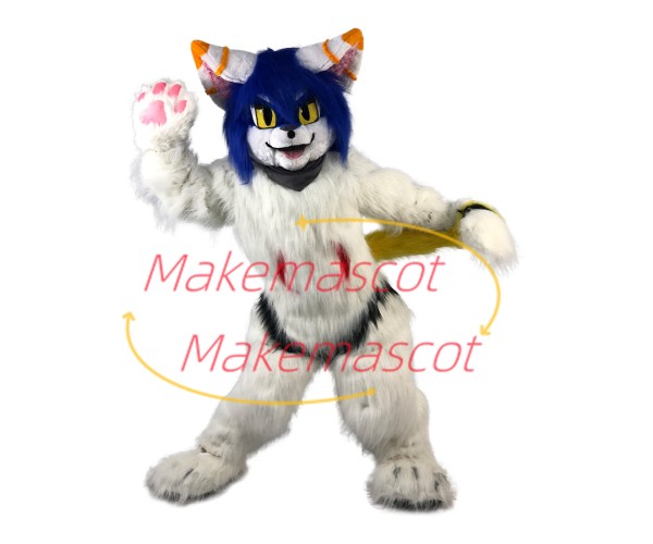 Adult Fancy Long Wool White Tiger Mascot Costume