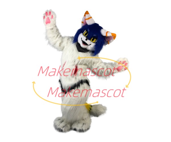 Adult Fancy Long Wool White Tiger Mascot Costume
