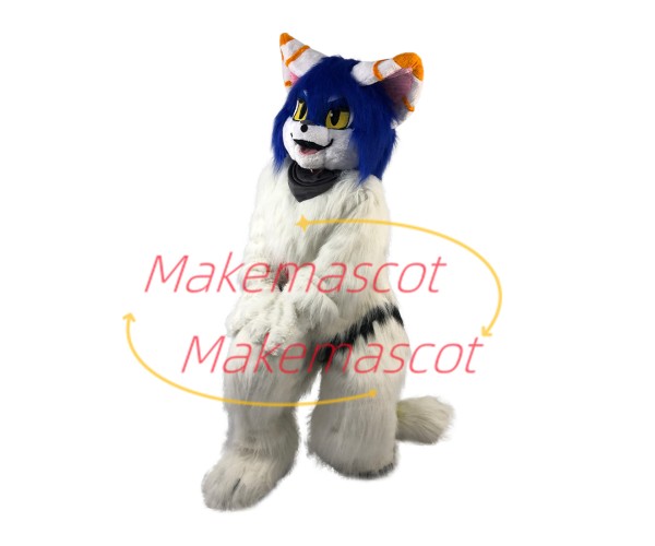 Adult Fancy Long Wool White Tiger Mascot Costume