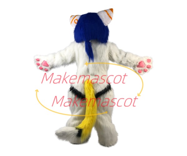 Adult Fancy Long Wool White Tiger Mascot Costume