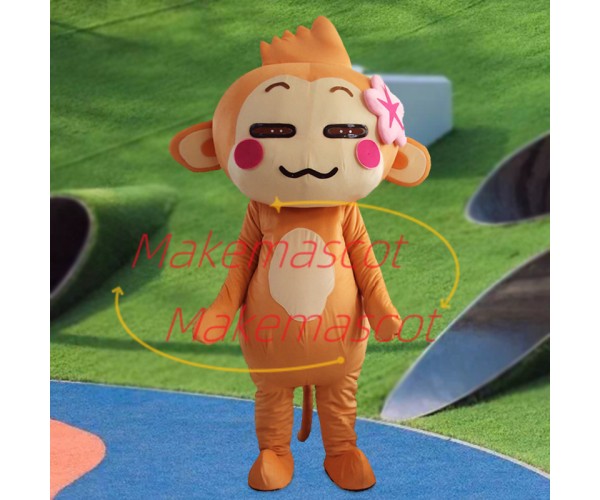 Cartoon CICI Monkey With Pink Flower Mascot Costume Cartoon CICI Monkey With Pink Flower Mascot Costume