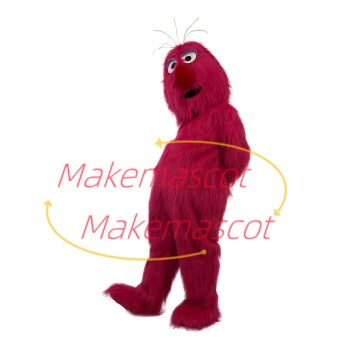 Cartoon Red Furry Monster Mascot Costume for Outdoor Event