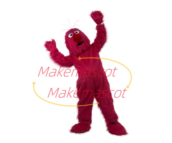 Cartoon Red Furry Monster Mascot Costume for Outdoor Event