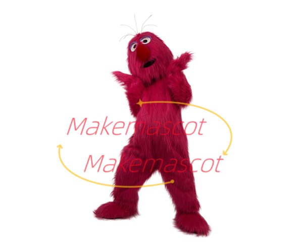 Cartoon Red Furry Monster Mascot Costume for Outdoor Event