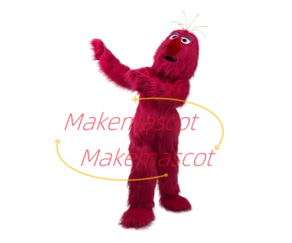 Cartoon Red Furry Monster Mascot Costume for Outdoor Event