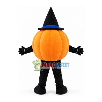 Halloween Pumpkin With Magic Hat Mascot Costume Halloween Pumpkin With Magic Hat Mascot Costume