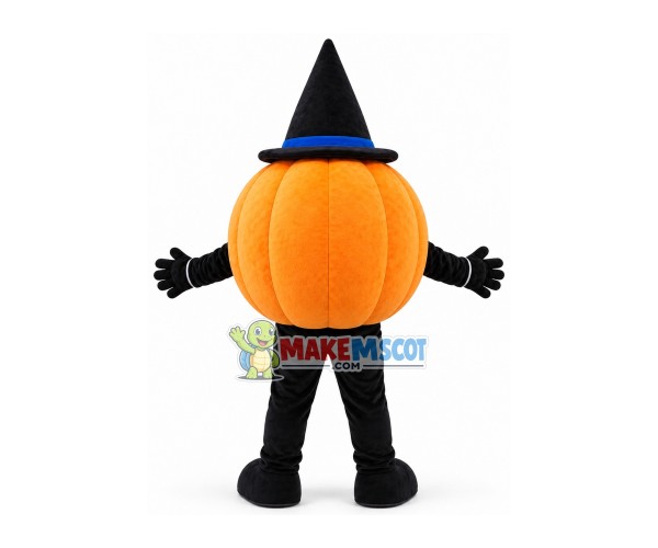 Halloween Pumpkin With Magic Hat Mascot Costume Halloween Pumpkin With Magic Hat Mascot Costume