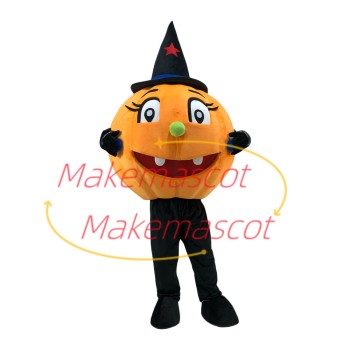 Halloween Pumpkin With Magic Hat Mascot Costume