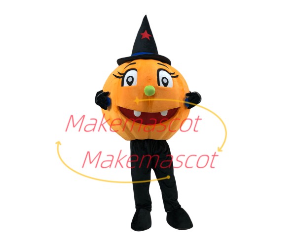 Halloween Pumpkin With Magic Hat Mascot Costume