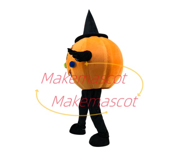 Halloween Pumpkin With Magic Hat Mascot Costume