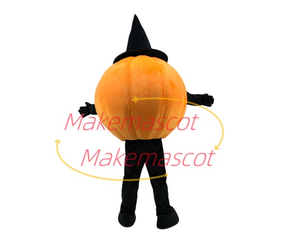 Halloween Pumpkin With Magic Hat Mascot Costume
