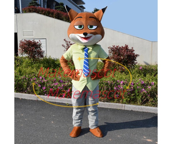 Clever Red Fox Nick Mascot Cartoon Costume Clever Red Fox Nick Mascot Cartoon Costume