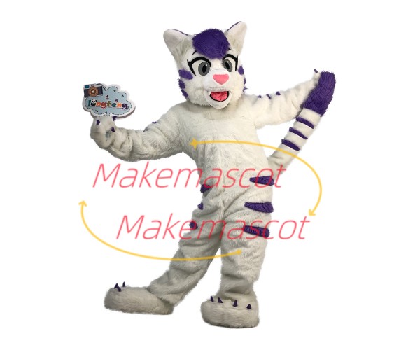 Optimistic Little Snow Wolf Mascot Plush Costume Optimistic Little Snow Wolf Mascot Plush Costume