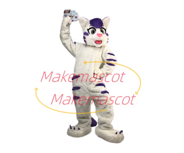 Optimistic Little Snow Wolf Mascot Plush Costume Optimistic Little Snow Wolf Mascot Plush Costume