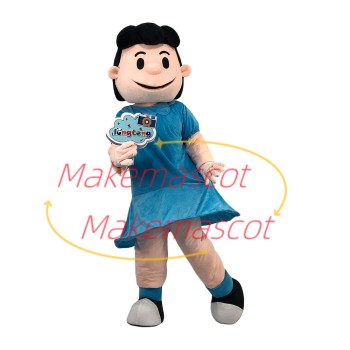 Fuss The Lucy In Blue Dress Cartoon Mascot Costume