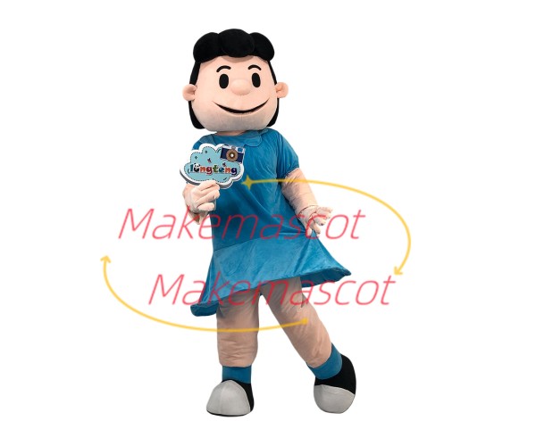 Fuss The Lucy In Blue Dress Cartoon Mascot Costume