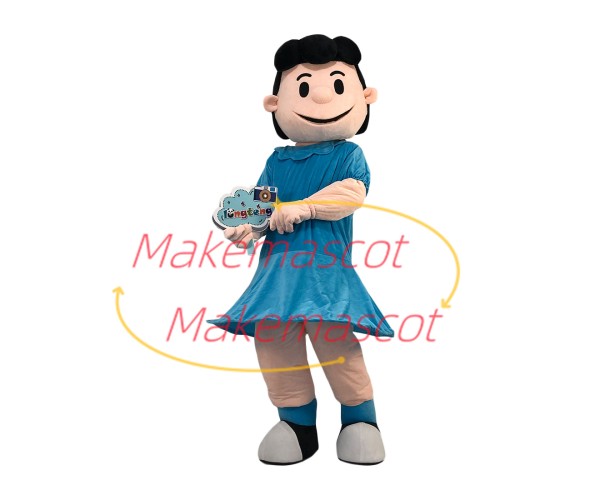 Fuss The Lucy In Blue Dress Cartoon Mascot Costume