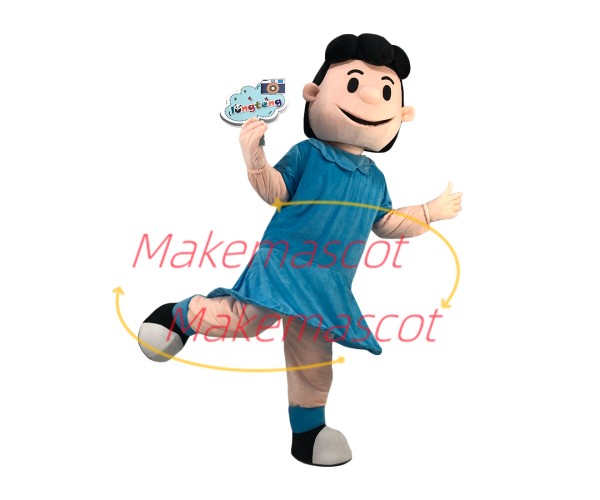 Fuss The Lucy In Blue Dress Cartoon Mascot Costume