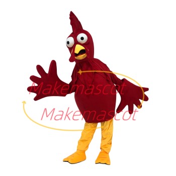 Frightened the Staring Red Chicken Mascot Costume