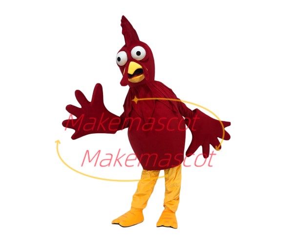 Frightened the Staring Red Chicken Mascot Costume