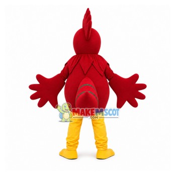 Frightened the Staring Red Chicken Mascot Costume