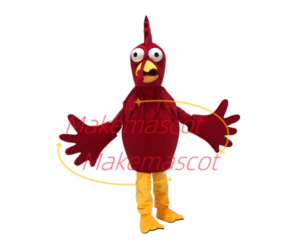 Frightened the Staring Red Chicken Mascot Costume