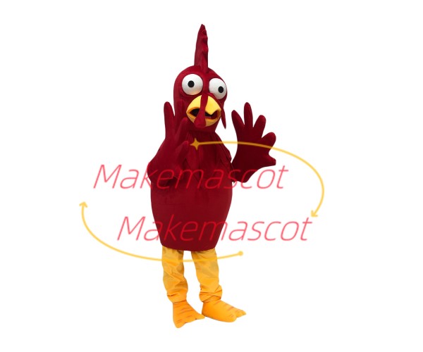 Frightened the Staring Red Chicken Mascot Costume