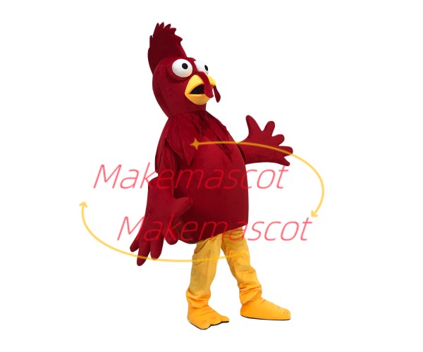 Frightened the Staring Red Chicken Mascot Costume