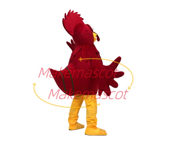 Frightened the Staring Red Chicken Mascot Costume