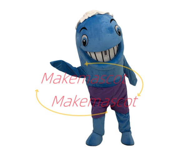 Joyful Baby Dolphin In Shorts Mascot Costume
