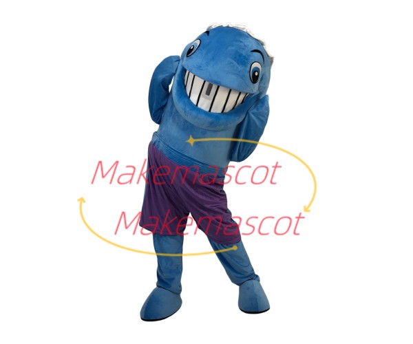 Joyful Baby Dolphin In Shorts Mascot Costume