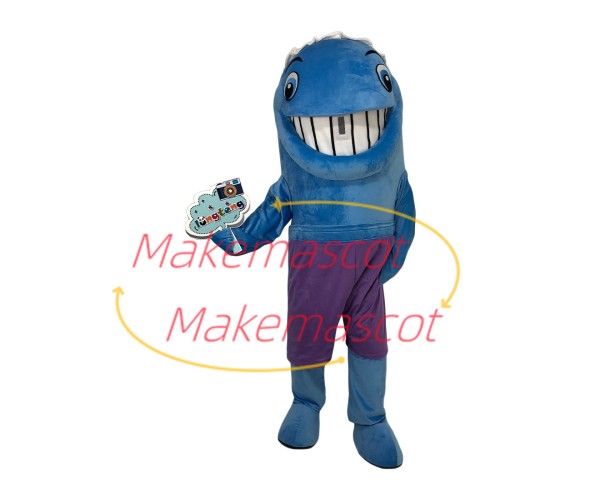 Joyful Baby Dolphin In Shorts Mascot Costume