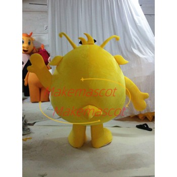 Yellow Big Eyed Monster With Long Tentacles Cartoon Mascot Costume Yellow Big Eyed Monster With Long Tentacles Cartoon Mascot Costume
