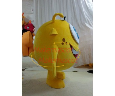 Yellow Big Eyed Monster With Long Tentacles Cartoon Mascot Costume Yellow Big Eyed Monster With Long Tentacles Cartoon Mascot Costume