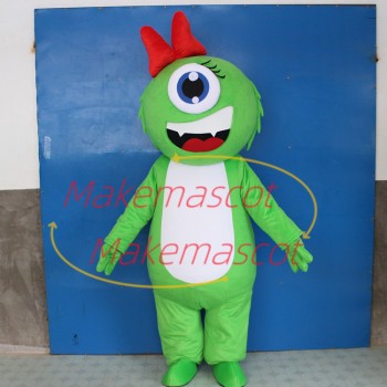 Soft Lightweight Cartoon Green One Eyed Monster Mascot Costume