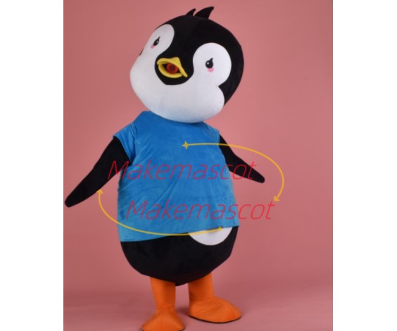 Naive The Baby Penguin With Tilted Head Cartoon Mascot Costume Naive The Baby Penguin With Tilted Head Cartoon Mascot Costume