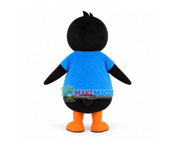 Naive The Baby Penguin With Tilted Head Cartoon Mascot Costume Naive The Baby Penguin With Tilted Head Cartoon Mascot Costume