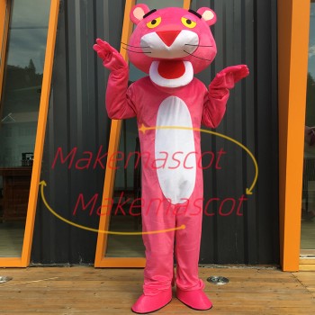 Humorous and Mischievous Pink Panther Mascot Cartoon Costume
