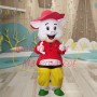 Cartoon Red Happy Pig With Short Shirt Mascot Costume