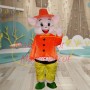 Cute Cartoon Happy Pig With Orange Clothes Mascot Costume