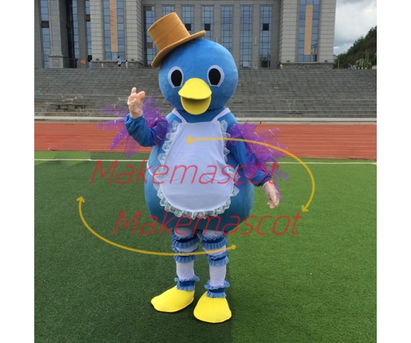 Gentle Duck With Lace Apron Mascot Costume for Celebration Gentle Duck With Lace Apron Mascot Costume for Celebration