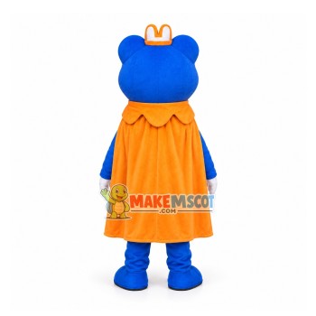 Blue Big Eyed Prince Frog With Crown Cartoon Mascot Costume Blue Big Eyed Prince Frog With Crown Cartoon Mascot Costume