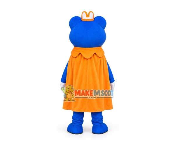 Blue Big Eyed Prince Frog With Crown Cartoon Mascot Costume Blue Big Eyed Prince Frog With Crown Cartoon Mascot Costume