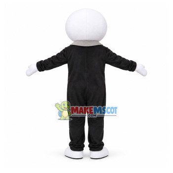 Slim Version of Baymax Wearing Black Suit Cartoon Mascot Costume Slim Version of Baymax Wearing Black Suit Cartoon Mascot Costume