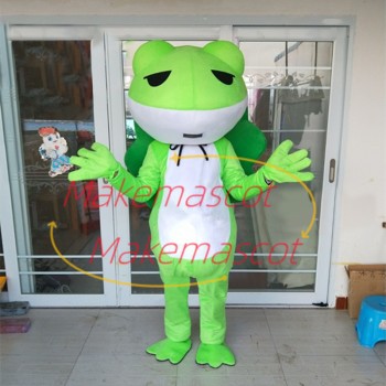 Lively Emerald Green Lotus Leaf Frog Mascot Costume